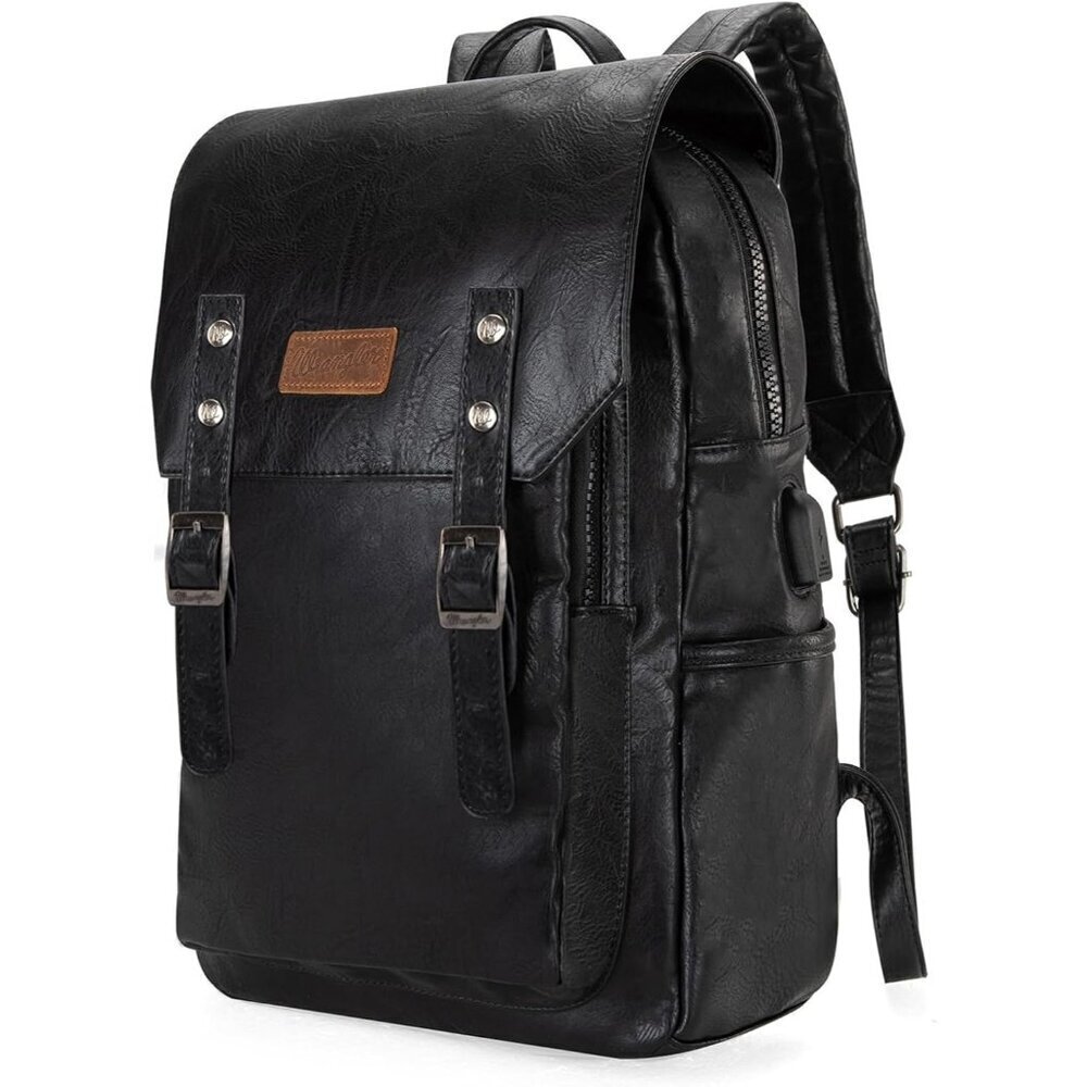 ✨Men Black Montana West Wrangler Leather Purse Laptop Backpack Fashion Backpack